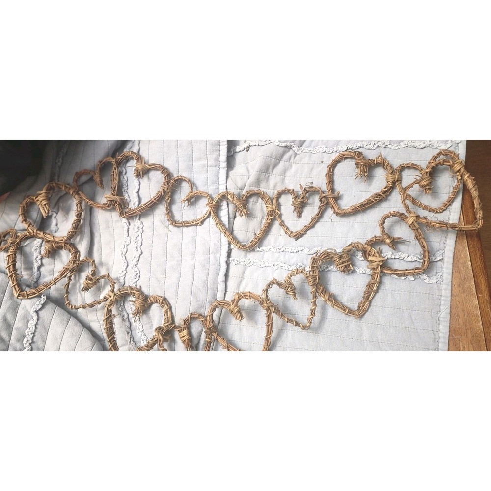 Vtg Country Grapevine Garland 60"  Cottage Core Granny Rustic Hearts Rare Nice
